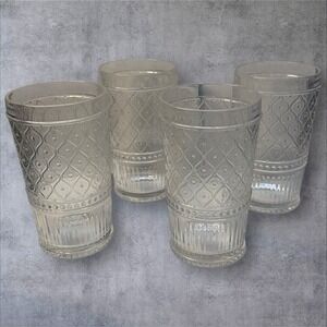 Set of 4 - Godinger Claro Vintage Style Clear Glass Tumblers